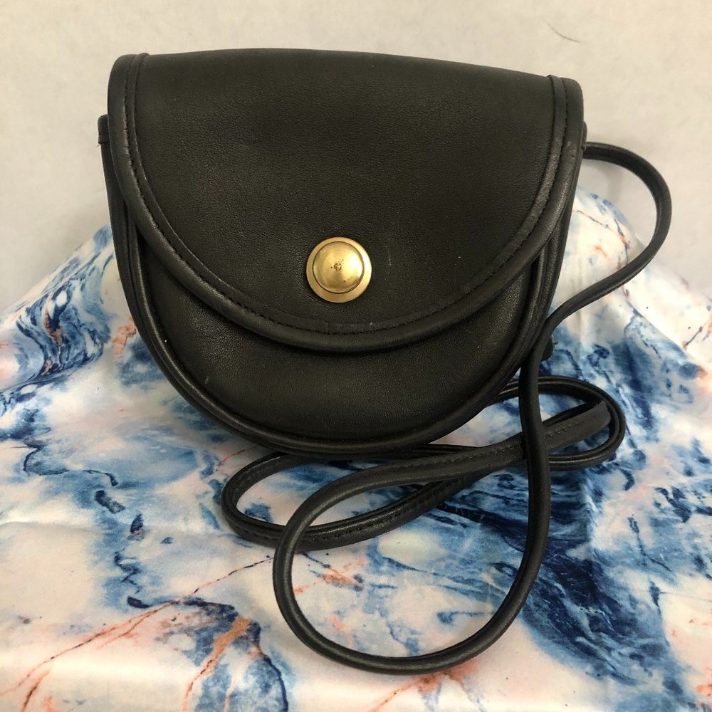 Black Leather Coach Classic Tiny Over the Shoulder Mini Bag